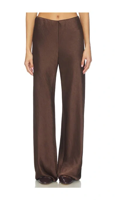 Vince High Waist Fluid Satin Bias Pant In Brown