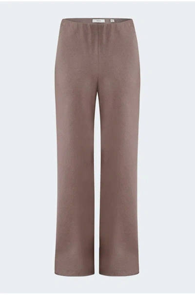 Vince High Waist Fluid Satin Bias Pant In Mauve Lilac In Brown