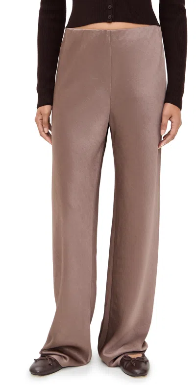 Vince High Waist Fluid Satin Bias Pants Mauve Lilac In Brown