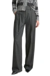 Vince High Waist Herringbone Wide Leg Pants In Charcoal