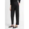 Vince High Waist Pleat Front Wool Blend Pants In Black