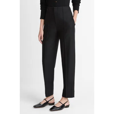 Vince High Waist Pleat Front Wool Blend Pants In Black