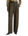 Vince High Waist Pleated Wide Leg Pants In Green
