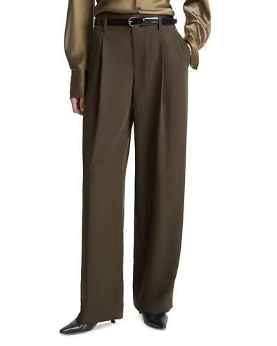 Vince High Waist Pleated Pants In Green