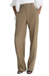 Vince High Waist Pull-on Stretch Linen Blend Pants In Moss Smoke