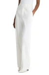 Vince High Waist Pull-on Stretch Linen Blend Pants In Off White