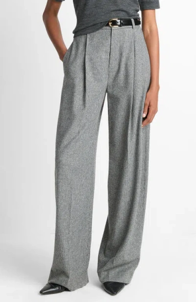 Vince High Waist Roman Check Pants In Gray