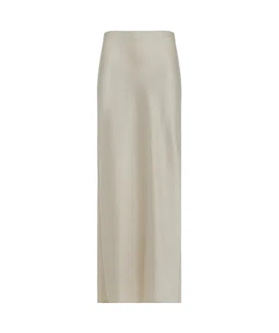 Vince High-waist Satin Maxi Skirt In White
