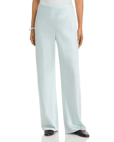 Vince High Waist Wide Leg Satin Pants In Blue