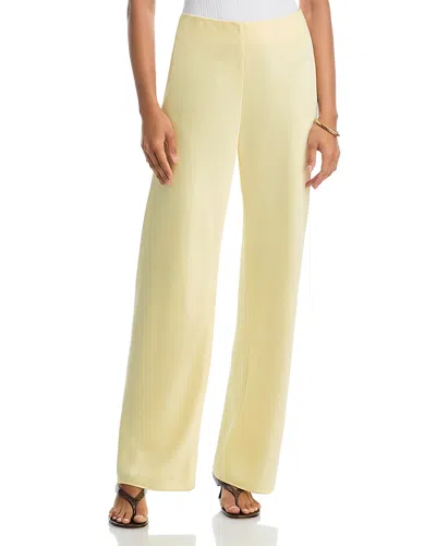 Vince High Waist Wide Leg Satin Pants In Yellow