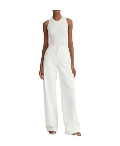 Vince High-waisted Cotton Trousers In Salt Glass