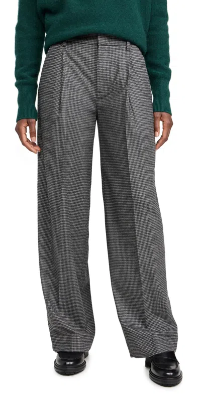 Vince High Waisted Microcheck Wide Leg Trousers Micro Check