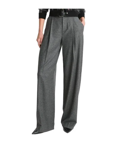 Vince High Waist Herringbone Wide Leg Pants In Black