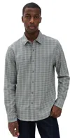 Vince Highclere Plaid Separate Placket L/s Shirt Pistachio Combo In Gray