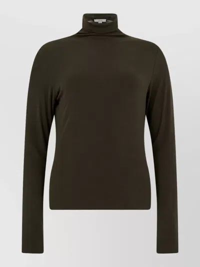 Vince High-neck Long-sleeve Top In Brown