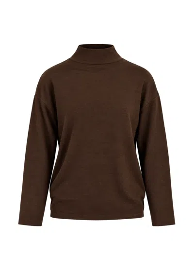 Vince High-neck Wool Sweater In Brown