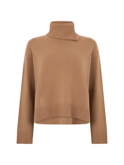 Vince High-neck Wool Sweater In Brown