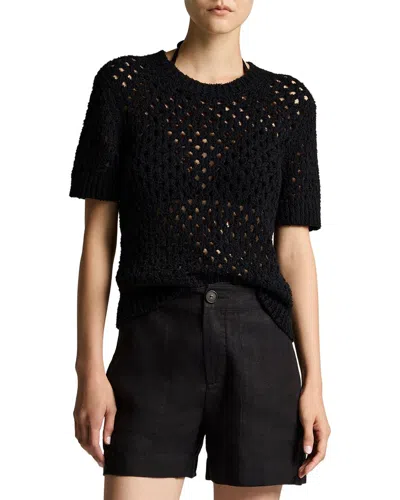 Vince Honeycomb Linen-blend Boxy T-shirt In Multi