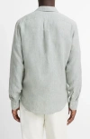 Vince Houndstooth Classic Fit Linen Button-up Shirt In Broad Leaf/optic Whi