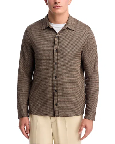 Vince Houndstooth Long Sleeve Shirt In Brown