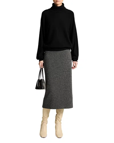 Vince Houndstooth Midi Skirt In Gray