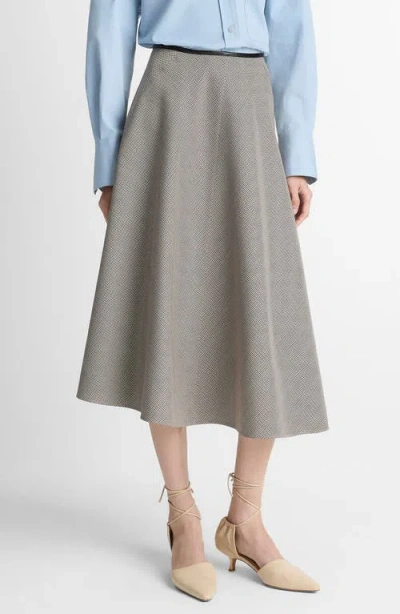 Vince Houndstooth Plaid Asymmetric Wool Blend Skirt In Blue
