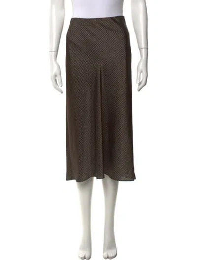 Pre-owned Vince Houndstooth Print Midi Length Skirt In Brown