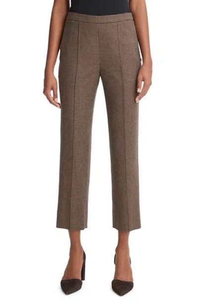 Vince Houndstooth Pull-on Crop Pants In Black/camel