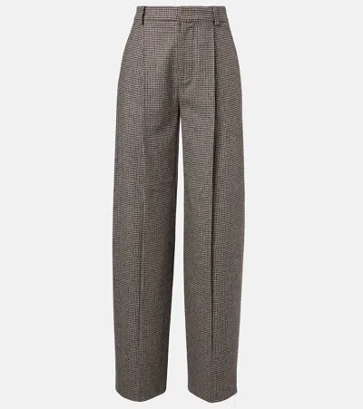 Vince Houndstooth Wide-leg Pants In Brown