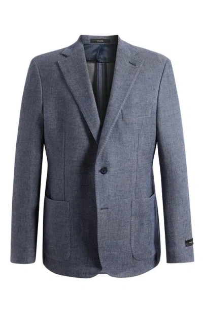 Vince Icon Relaxed Fit Blue Mélange Cotton & Linen Sport Coat
