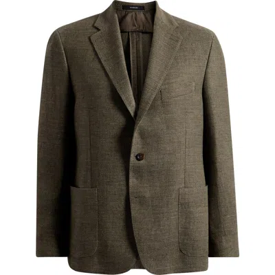 Vince Icon Relaxed Fit Green Mélange Cotton & Linen Sport Coat