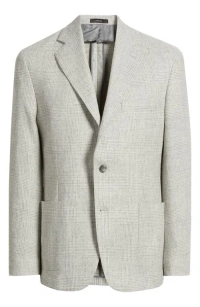 Vince Icon Relaxed Fit Light Grey Glen Check Alpaca Blend Sport Coat In Gray