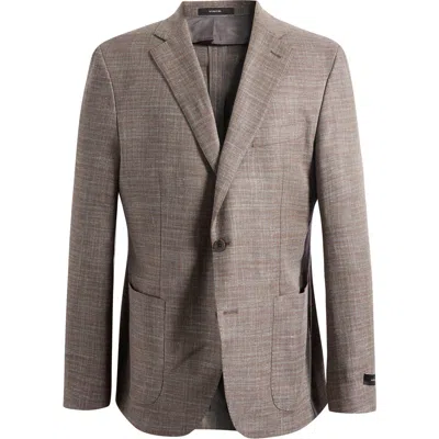 Vince Icon Relaxed Fit Red Mélange Cotton & Silk Blend Sport Coat In Brown