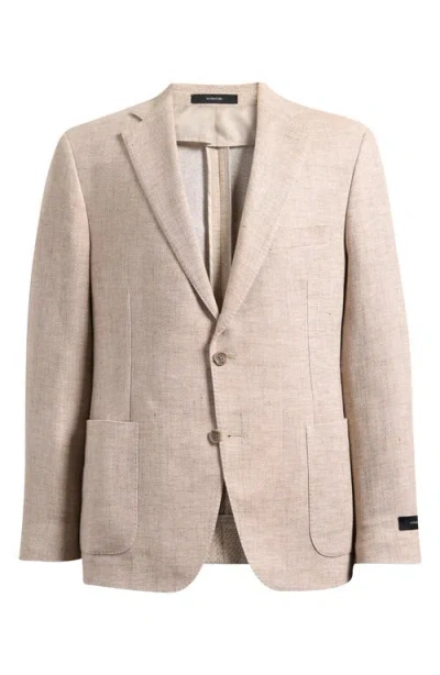 Vince Icon Relaxed Fit Tan Mélange Cotton & Linen Sport Coat In Pink