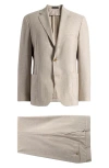 Vince Icon Relaxed Fit Tan Microcheck Wool Suit In Multi