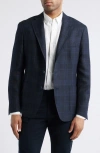 Vince Iker Regular Fit Plaid Linen & Wool Sport Coat In Blue