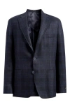 Vince Iker Regular Fit Plaid Linen & Wool Sport Coat In Blue/black