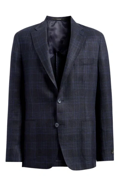 Vince Iker Regular Fit Plaid Linen & Wool Sport Coat In Blue