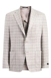 Vince Iker Regular Fit Plaid Silk & Wool Sport Coat In Grey/brown