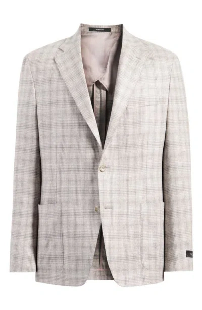 Vince Iker Regular Fit Plaid Silk & Wool Sport Coat In Grey/brown