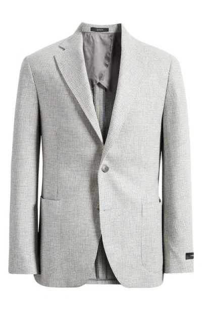 Vince Iker Slim Fit Check Wool & Cashmere Jacket In Light Grey