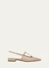 Vince Iliana Leather T-strap Ballerina Flats In Birch Sand Beige