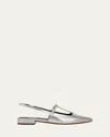 Vince Lliana Metallic T-strap Ballerina Flats In Silver Leather