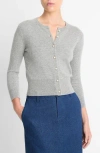 Vince Pearl-button Wool-blend Cardigan In Heather Mid Grey In Heather Grey