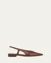 Vince Ines Slingback Pointed Toe Flat In Coffee Brown Leather