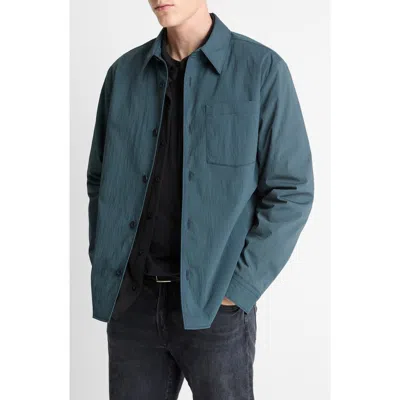 Vince Insulated Cotton Blend Button-up Shirt Jacket In Blue