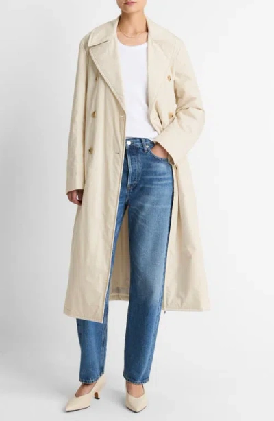 Vince Insulated Long Cotton Coat In White