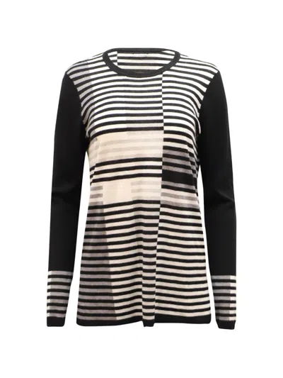 Pre-owned Vince Intarsia Stripe Sweater In Black