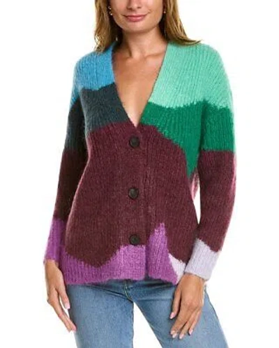Pre-owned Vince Intarsia Wave Mohair & Alpaca-blend Sweater Women's Purple M/l