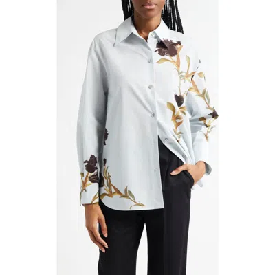 Vince Iris Button-up Shirt In Plcd Black Iris Bttn Dwn Shirt